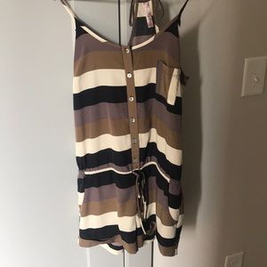 Peppermint neutral striped romper